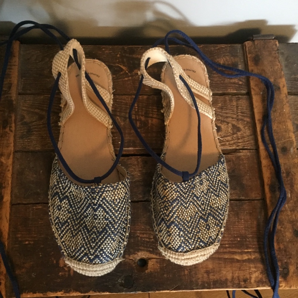 Navy and Tan GAP Lace Up Espadrilles